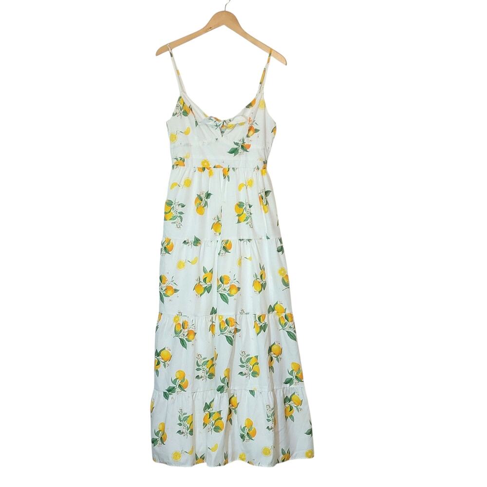 Mi Ami Francesca's Giana Orange Fruit Print White Maxi Dress Boho Chic Summer M - Picture 16 of 16